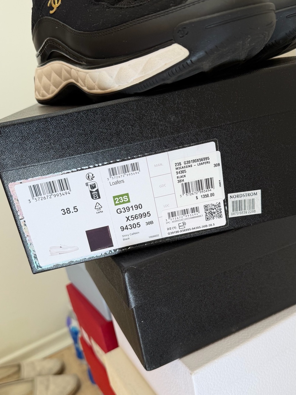 CHANEL Black and White Quilted-Sole Sneakers with Gold CC - Picture 8 of 8